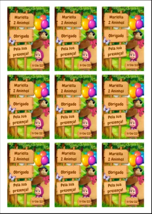 Tag aniversário Masha e o urso