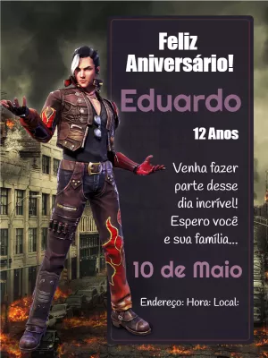 Convite de aniversário Free Fire