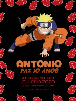 Convite de aniversário Naruto