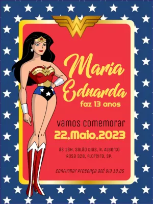 Convite aniversário Mulher Maravilha
