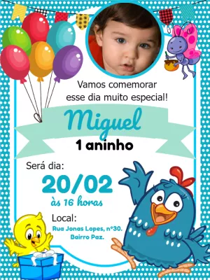 Convite aniversário Galinha Pintadinha com foto