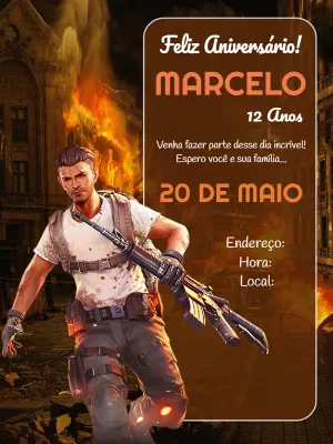 Convite de aniversário Free Fire
