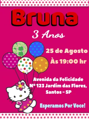 Convite aniversário Hello Kitty