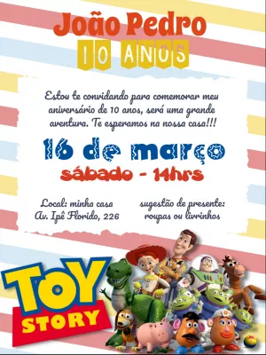 Convite aniversário Toy Story