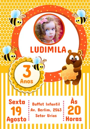 Convite aniversário Abelhinha com foto