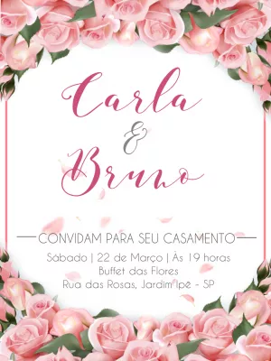 Convite de casamento floral - rosa