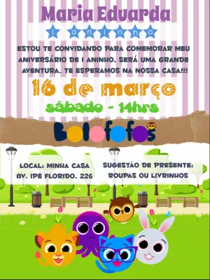 Convite aniversário Bolofofos