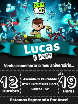 Convite aniversário Ben 10