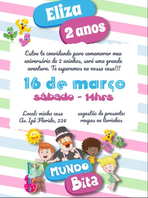 Convite aniversário Mundo Bita