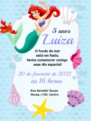 Convite aniversário A Pequena Sereia
