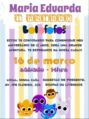 Convite aniversário Bolofofos