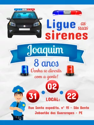 Convite aniversário Policial