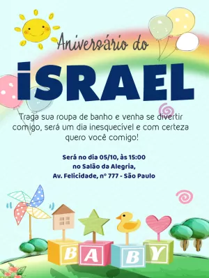 Convite aniversário arco íris infantil