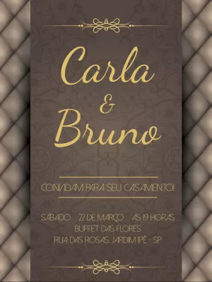 Convite de casamento clássico provençal - Marrom e dourado