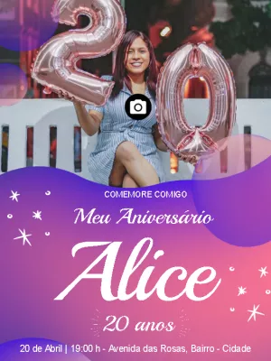 Convite de aniversário com foto