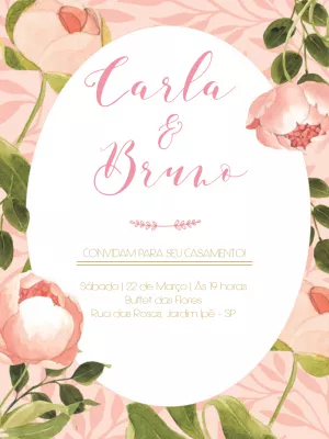Convite de casamento floral - Rosa e verde
