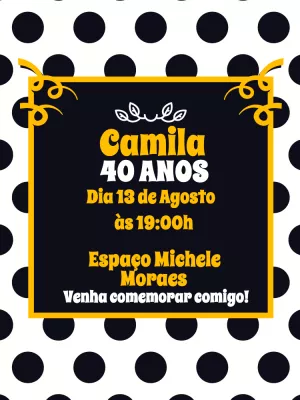 Convite de aniversário poá - Bolinhas