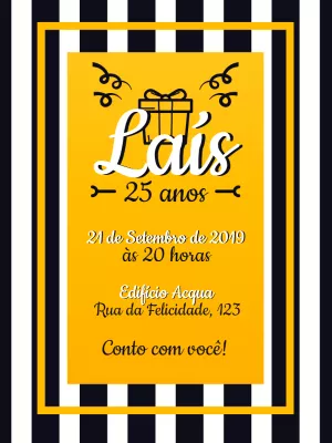 Convite de aniversário listrado