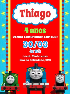 Convite Aniversário Trem Thomas e Seus Amigos
