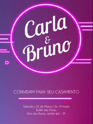 Convite de casamento neon