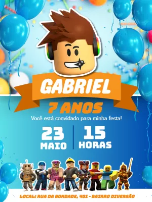 Convite aniversário Roblox