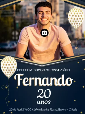 Convite de aniversário Masculino com foto