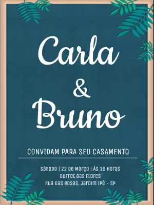 Convite de casamento folhagens