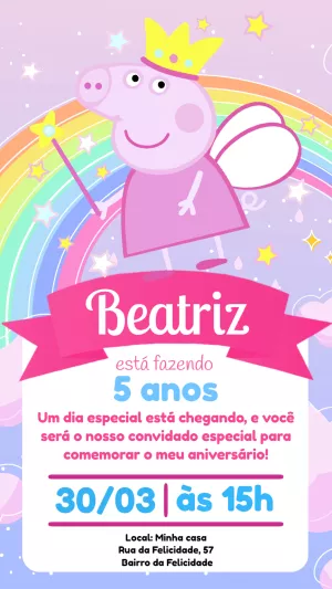 Convite aniversário Peppa Pig Fada