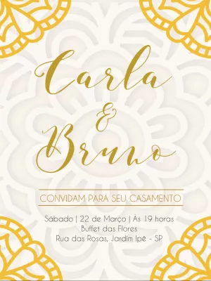 Convite de casamento elegante - Dourado e branco