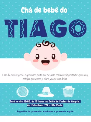 Convite chá de bebê azul - menino