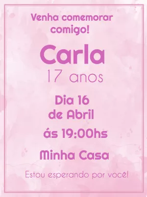 Convite de aniversário feminino minimalista