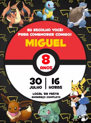 Convite Aniversário Pokemon