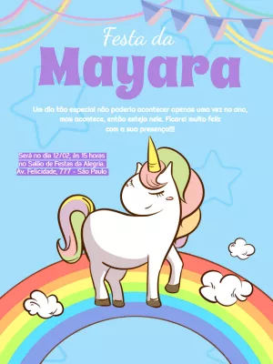 Convite de Aniversário Unicórnio