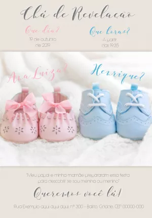 Convite de chá revelação Menino ou Menina