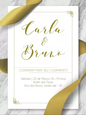 Convite de casamento elegante dourado