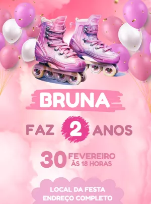 Convite Aniversário Patins