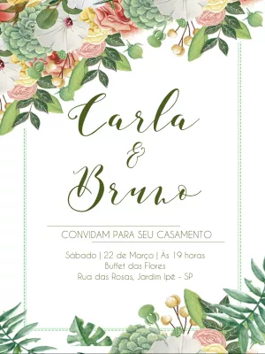 Convite de casamento folhagens