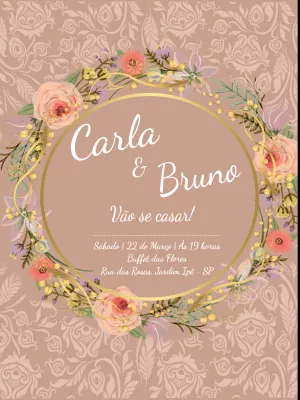 Convite Casamento Provençal Clássico floral