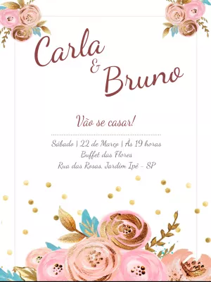 Convite Casamento Clássico Minimalista floral