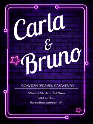 Convite de casamento neon