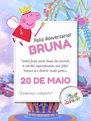 Convite de aniversário Peppa Pig