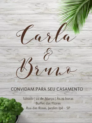 Convite de casamento folhagem