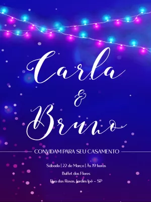 Convite de casamento neon