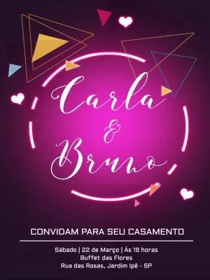 Convite de casamento neon