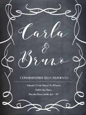 Convite de casamento quadro negro chalkboard