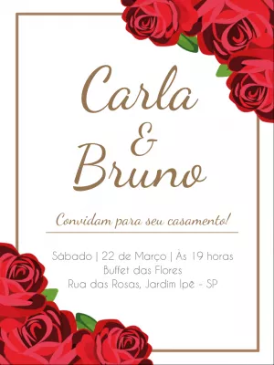 Convite de casamento elegante com rosas