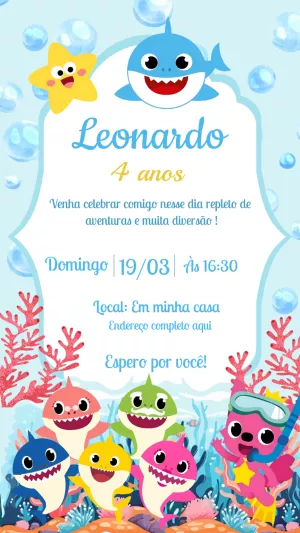 Convite Aniversário Baby Shark