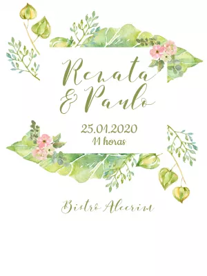 Convite casamento folhagem - Verde e branco