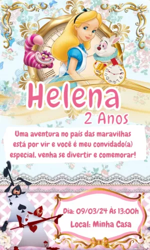 Convite aniversário Alice no País das Maravilhas