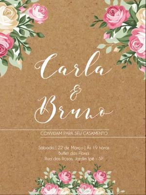 Convite de casamento rustíco floral